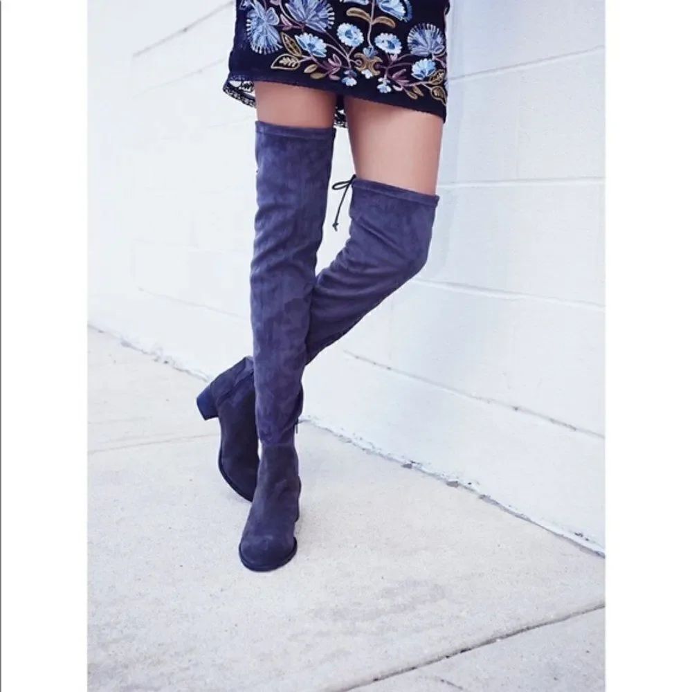 NEW Free People Coast to Coast Over the Knee Boots in Gray - Size 37